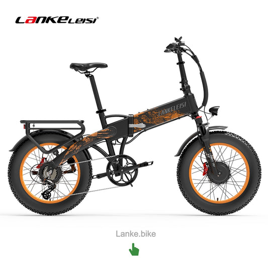 LANKELEISI X2000 MAX Dual-Motor Opvouwbare Elektrische Fatbike – 1000W per motor (2000W gecombineerd, EU: 250W per motor), 48 km/u topsnelheid, 48V 20Ah Samsung-accu, 130 km actieradius, 20" fat-banden