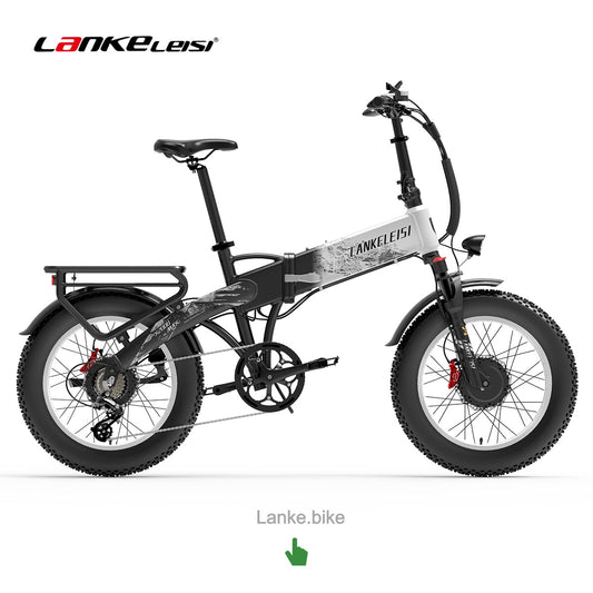 LANKELEISI X2000 MAX Dual-Motor Opvouwbare Elektrische Fatbike – 1000W per motor (2000W gecombineerd, EU: 250W per motor), 48 km/u topsnelheid, 48V 20Ah Samsung-accu, 130 km actieradius, 20" fat-banden