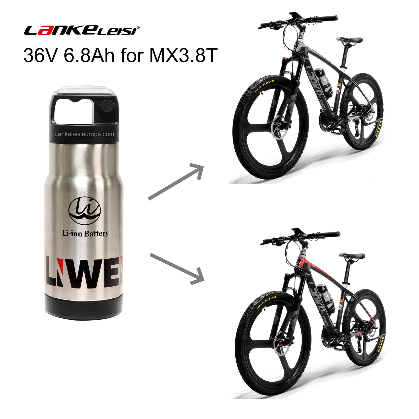 High-Performance 36V 6.8Ah Battery for Lankeleisi Electric Bicycles (S600, T8+, MX3.8T)