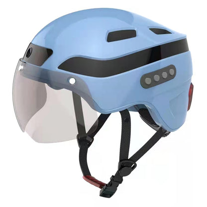 Uppgraderad Bluetooth Calling Smart Helmet med 1080P HD Built-in Driving Recorder Camera, Detachable Visor, Turn Signal Taillight