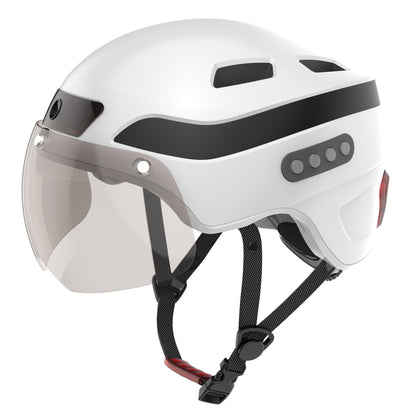 Uppgraderad Bluetooth Calling Smart Helmet med 1080P HD Built-in Driving Recorder Camera, Detachable Visor, Turn Signal Taillight
