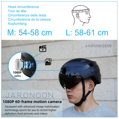 Uppgraderad Bluetooth Calling Smart Helmet med 1080P HD Built-in Driving Recorder Camera, Detachable Visor, Turn Signal Taillight