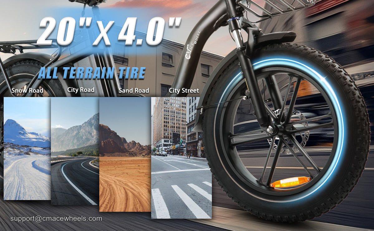 CMACEWHEEL Y20 PRO 20x4.0 inch all terrain fat tires for snow, sand, and city riding
