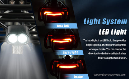 CMACEWHEEL Y20 PRO bright LED headlight and taillight with turn signals and brake light
