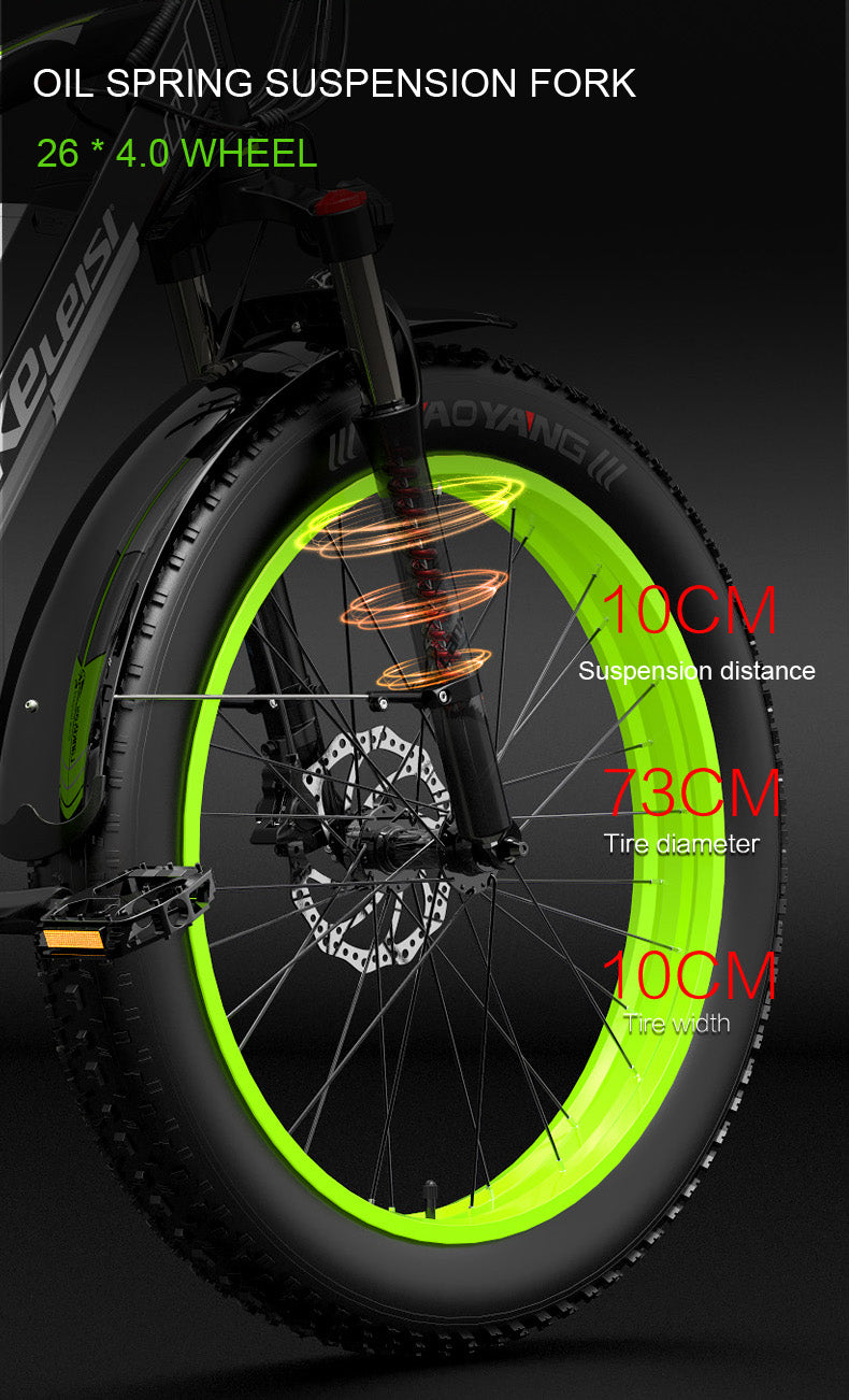 Lankeleisi XC4000 Bicicletă electrică 1000W 48V 17.5Ah, bicicletă de zăpadă de 26 inci Bicicletă cu cauciuc gras, frână hidraulică cu disc față și spate