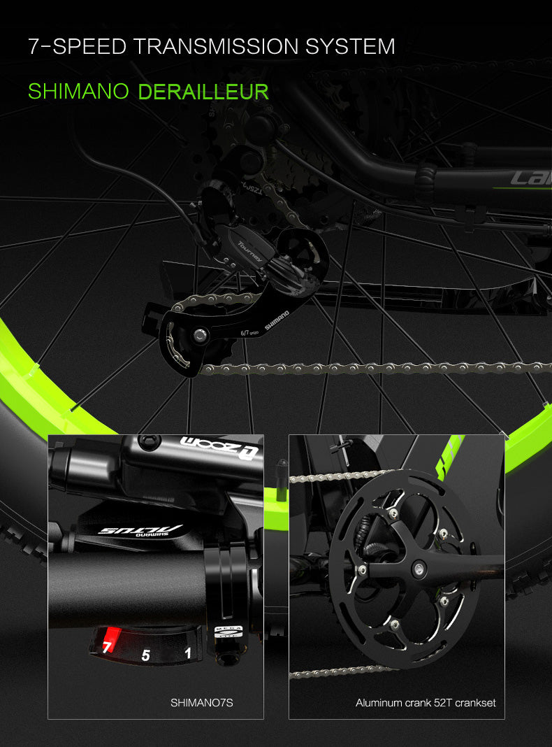 Lankeleisi XC4000 Bicicletă electrică 1000W 48V 17.5Ah, bicicletă de zăpadă de 26 inci Bicicletă cu cauciuc gras, frână hidraulică cu disc față și spate