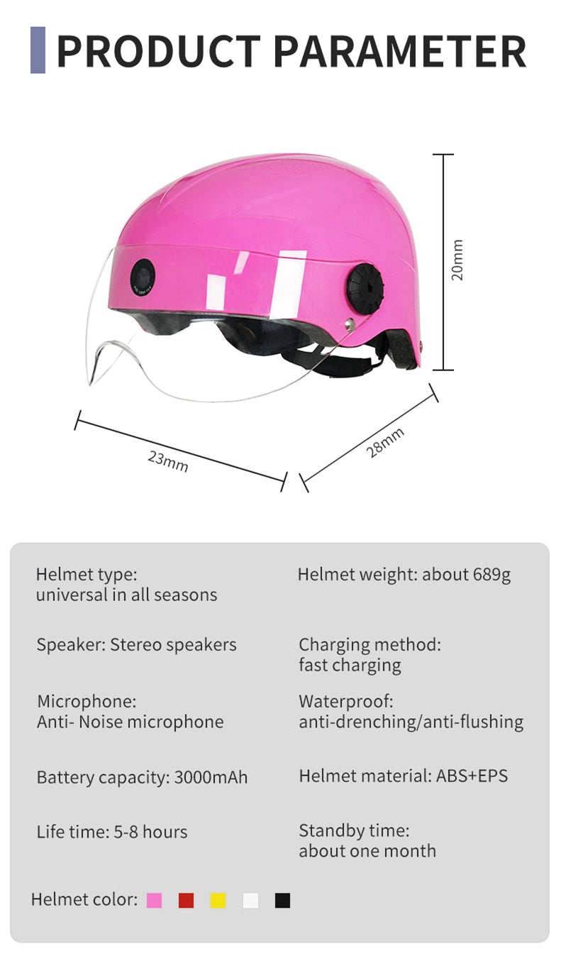 AI Smart Helmet with Front & Rear HD Built-in Camera, Bluetooth Calling and WIFI , Support Phone APP Live Check,Save and Share